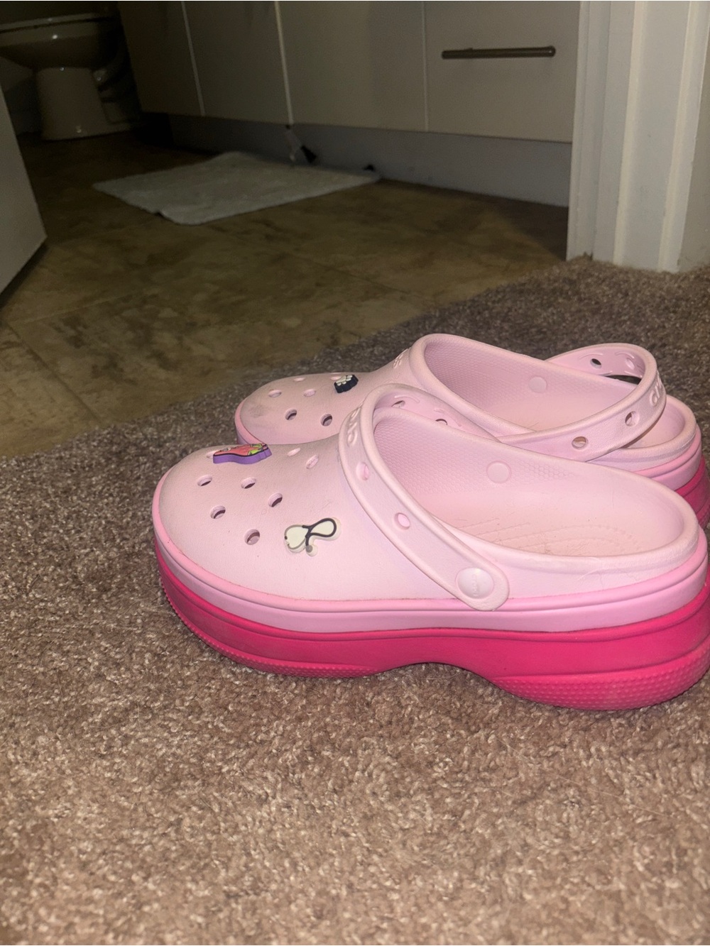 Pink Platform Clog Shoes with Jib-its (optional)